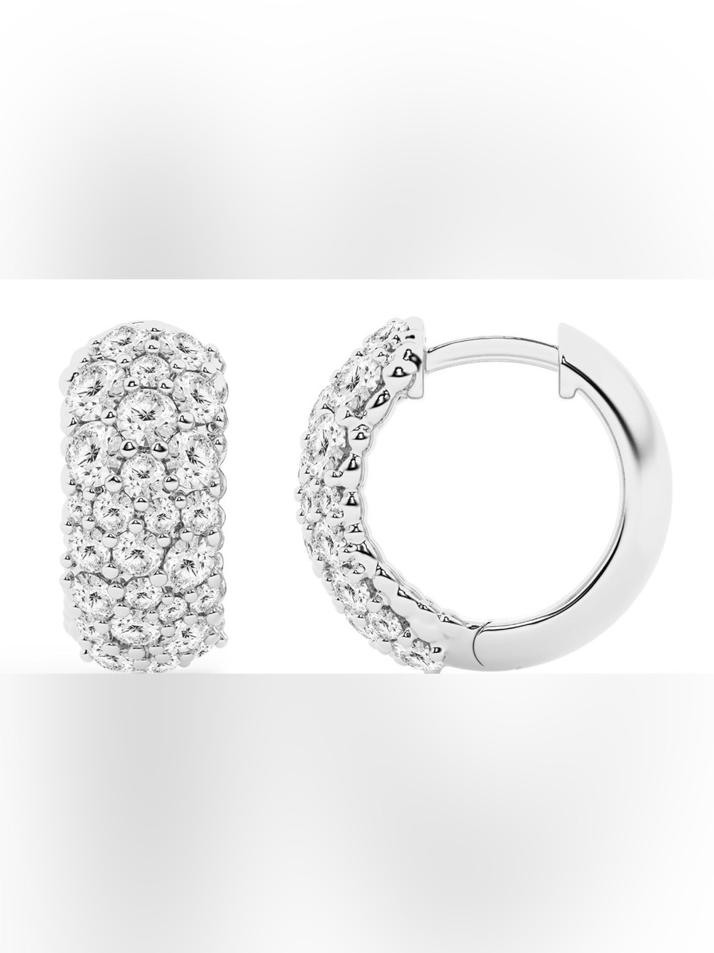 2 CTW Diamond Cluster Huggie Hoop Earrings 925 Sterling Silver J-K